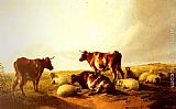 Thomas Sidney Cooper Cattle and Sheep in a Landscape painting